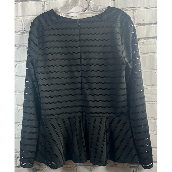 Banana Republic Black Peplum Blouse Top Women's SMALL Long Sleeve Lined Grunge - Picture 9 of 10